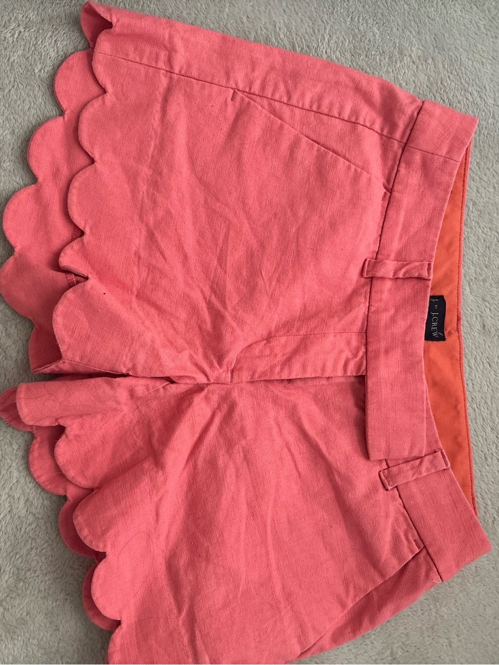 J. Crew Coral Scalloped High-Waist Shorts